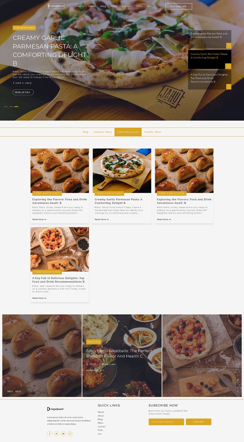 Food Blog & Restaurant Wordpress Website Elementor Free Customizable WordPress Template, Stunning Pre-Designed Pages image 7