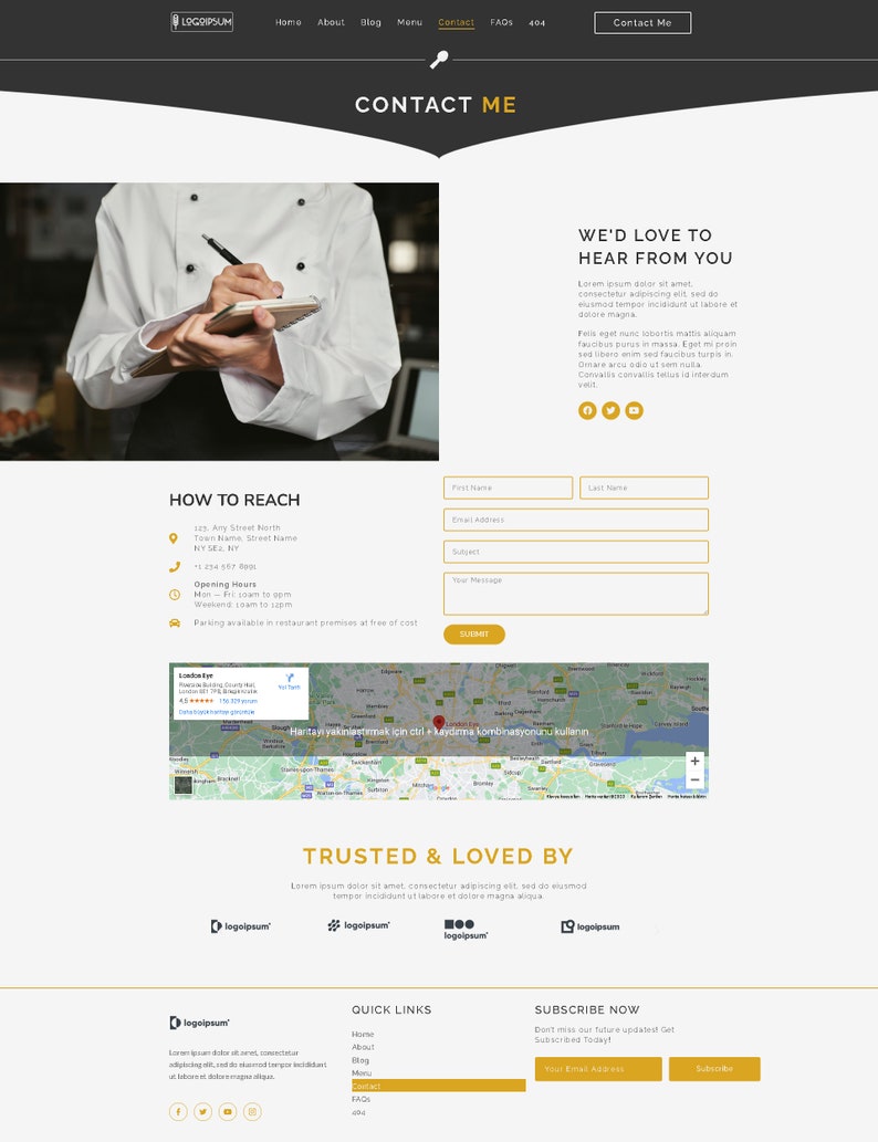 Food Blog & Restaurant Wordpress Website Elementor Free Customizable WordPress Template, Stunning Pre-Designed Pages image 5