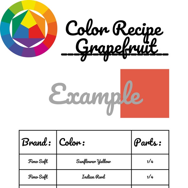 Polymer Clay Color Recipe Note Sheet (Digital Download)