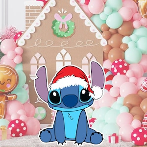 Christmas Lilo and Stitch Cutout,  Stitch Big Decor, Party Decoration Theme Baby shower Or Birthday Party Stand Up Prop, Digital Download