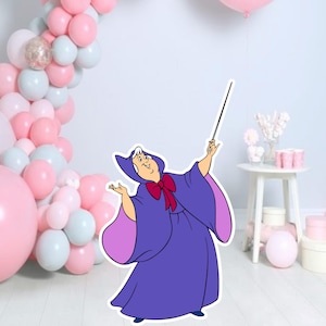 Figura recortable de la hada madrina de Cenicienta, linda princesa recortable, decoración para fiestas, accesorio de pie para fiestas de cumpleaños, descarga digital