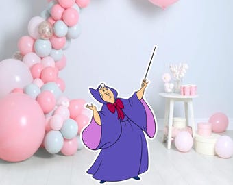 Cinderella fairy god mother CutOut, Cute Princess Cutout Decor, Party Decoration Theme, Birthday Party Stand Up Prop, Digital Download