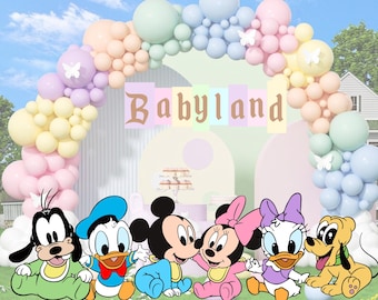 Recortes para baby shower de Mickey y sus amigos: accesorio para fiesta de Babyland (SOLO ARCHIVO DIGITAL)