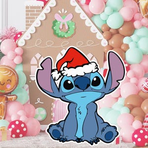 Christmas Lilo and Stitch Cutout, Stitch Big Decor, Party Decoration Theme Baby shower Or Birthday Party Stand Up Prop, Digital Download
