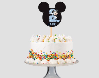 Blue Mickey Mouse 2nd birthday Cake Topper – Editable Digital File | DIY Birthday Decoration