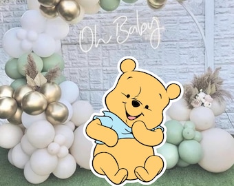 Pastel Winnie Pooh Cutout: Baby Shower Party Decoration (Digital Download)