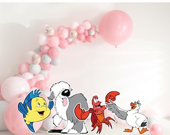 Ariel Character Cutouts: Flounder, Scuttle, Sebastian Party Decorations (Digital Download)