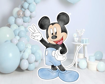 Blue Micky Mouse 2nd Birthday Party Prop: Peace Sign Cutout (Digital PNG)