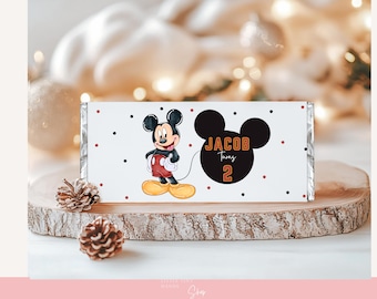 Envoltorio de chocolate de cumpleaños de Mickey Mouse / Detalle para fiesta, Decoración