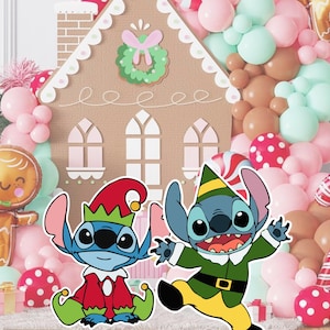 Christmas Lilo and Stitch Cutout, Stitch Big Decor, Party Decoration Theme Baby shower Or Birthday Party Stand Up Prop, Digital Download