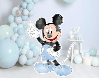 Blauwe Micky Mouse 1e verjaardagsfeestje prop: uitsnede vredesteken (digitale, png PNGEgg)