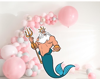 King Triton Cutout: Ariel Party Decoration, Birthday Prop (Digital PNG)