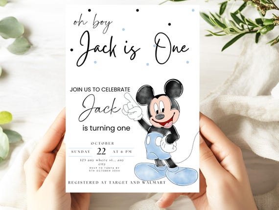 Blue Mickey Mouse 1st Birthday Invitation: Oh Toodles Party (Digital Evite)