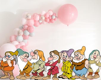 Snow White Seven Dwarfs CutOut, Snow White Big Decor, Snow White Party Decoration Theme, Birthday Party, Stand Up Prop, Digital Download