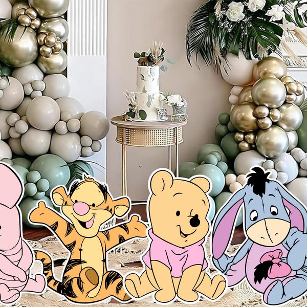 Winnie Puuh Ausschnitte: Babyparty Dekoration (Digitales PNG)