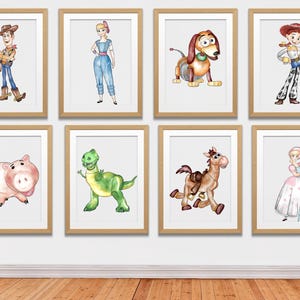Arte mural de Toy Story, acuarela de Toy Story, imprimible de Toy Story, póster de Toy Story, decoración infantil, arte mural para guardería, regalo para niños, digital