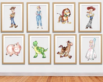 Toy Story Wall Art, Watercolor Toy Story, Toy Story Printable, Toy Story Poster, Children Decor, Nursery Wall Art, Gift For Kids, Digital