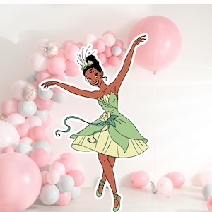 Tiana and the Frog Ballerina CutOut, Tiana Princess Big Decor, Tiana Party Decoration Theme, Birthday Party, Stand Up Prop, Digital Download
