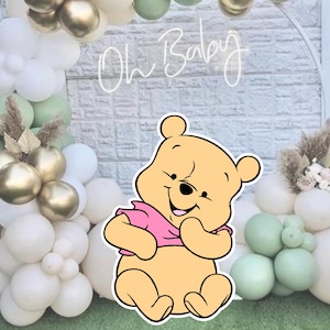 Pastel Pink Winnie the Pooh Cutout: Baby Shower Decor (Digital Download)