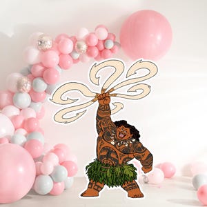 Recorte de Moana 2 de Maui, decoración recortable de Moana, decoración para fiesta de Maui con temática de Moana, accesorio de pie para fiesta de cumpleaños, descarga digital