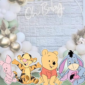 Baby Winnie The Pooh Bundle Cutout, Cutout Decor Winnie And Friends, Party Decoration Baby shower Or Birthday Party Stand Up Prop, Digital