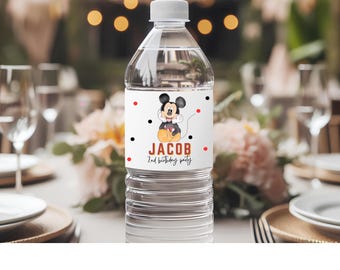 Mickey Mouse Birthday Water Bottle Label | Custom Age (Digital Download)