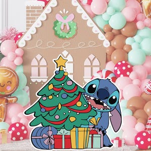 Christmas Lilo and Stitch Cutout, Stitch Big Decor, Party Decoration Theme Baby shower Or Birthday Party Stand Up Prop, Digital Download