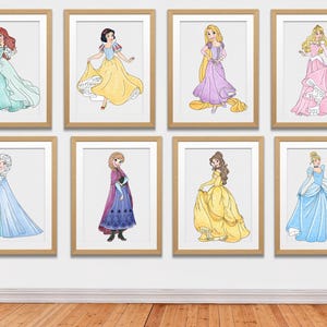 Watercolor Princess Wall Art, Princess Art Print, Nursery Wall Art, Princess Nursery Decor, Digital Wall Art, Girl Room Decor, Bedroom Decor