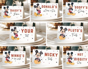 Etiquetas de comida editables para cumpleaños de Mickey Mouse: ¡Adiós, fiesta! (Descarga digital)