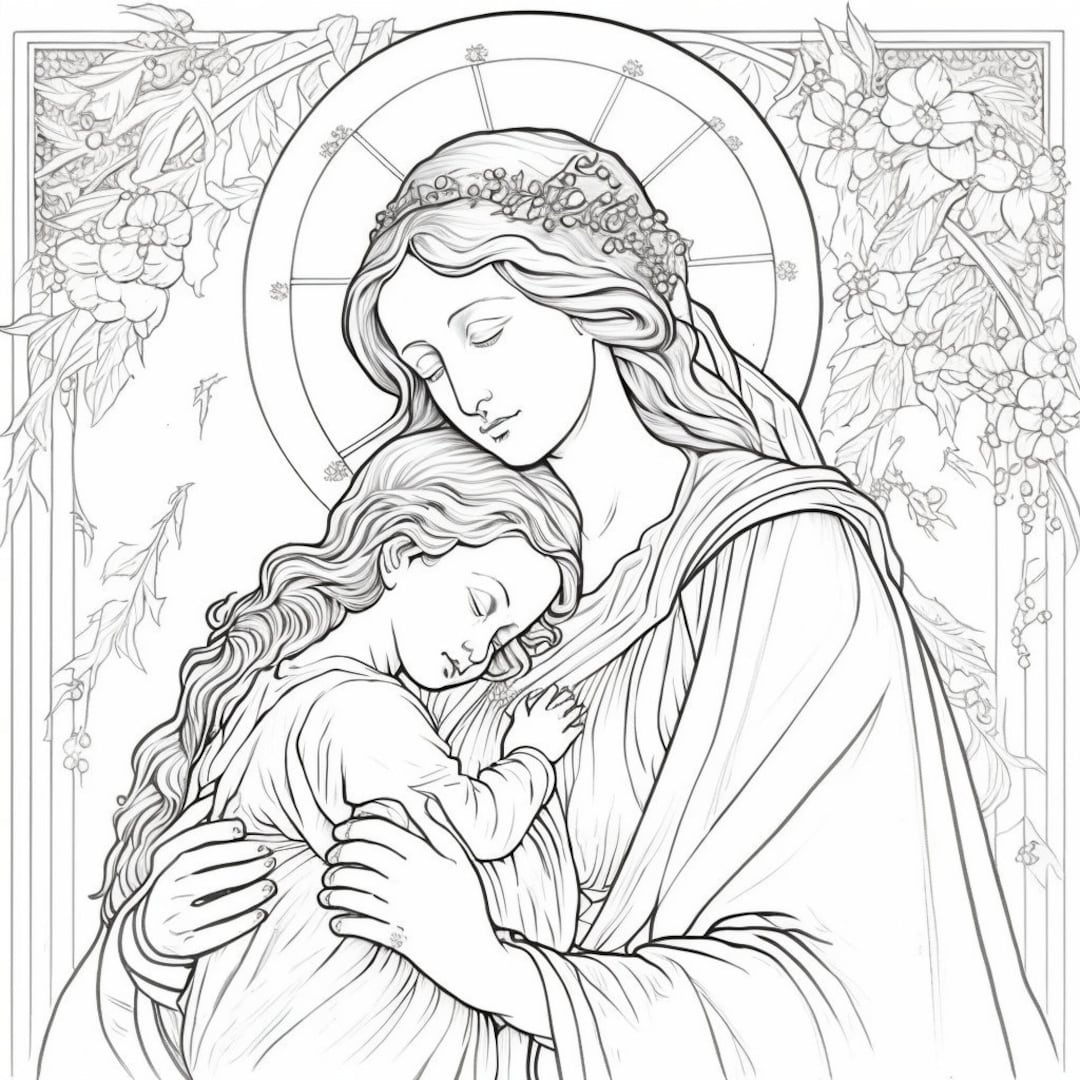 Madonna and Child Coloring Page - Etsy