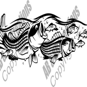 Striped Bass Digital Download; Group of Striped Bass; SVG, PNG, JPG; Fish Instant Download; Ocean Scene