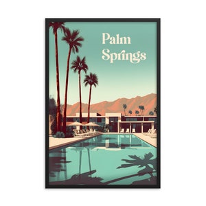 Palm Springs - Framed Vintage Style Poster, Framed Palm Springs Art, Framed Palm Springs Print