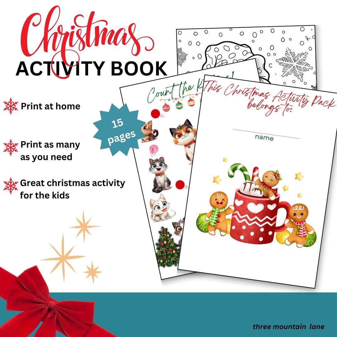 Christmas Activity Pack for Kids -instant Download - 15 PDF Pages Fun ...