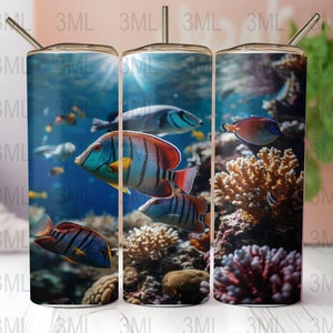 Coral Reef Visit Sublimation Tumbler Design Downloads 20 oz Skinny Tumbler Wrap Straight & Tapered Digital ONLY