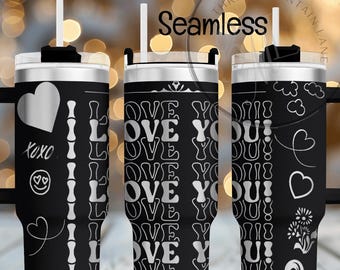 I Love You Hearts Tumbler PNG Laser Engrave Seamless Design (Digital Download)