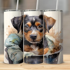 Conception de gobelet à sublimation aquarelle chiot à télécharger
