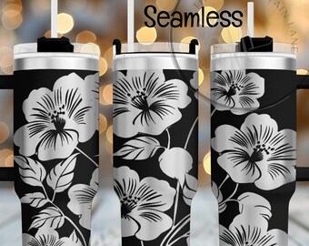 Floral Tumbler Laser Engrave PNG| Flowered Full Wrap Design  | Digital Download | Seamless Design, PNG for Rotary