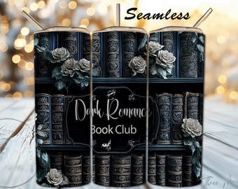 Club de lectura de romance oscuro PNG: diseño floral gótico de sublimación, moralmente gris, descarga digital de 300 DPI para vaso o camiseta