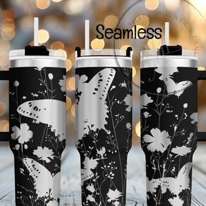 Butterfly Tumbler Laser Engrave | Full Wrap Design  | Digital Download | Seamless Design | PNG for Rotary