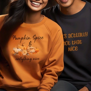 Couples Funny Halloween Matching PNG Pumpkin Spice and everything nice, Couples Funny Halloween Costume PNG , Halloween Couples Shirt design
