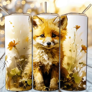 Baby Fox Sublimation Tumbler Designs Downloads 20 oz Skinny Tumbler Wrap Straight & Tapered