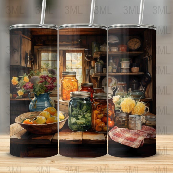 Canning Kitchen Sublimation Tumbler Design Downloads 20 oz Skinny Tumbler Wrap Straight & Tapered Digital