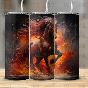 Fire Horse Sublimation Tumbler Design Downloads 20 oz Skinny Tumbler Wrap Straight & Tapered Digital