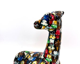 Adorable Sitting Giraffe is Totally Covered with All the Ice Cream You Can Dream Of Printed Fabric - Handmade and One of a Kind