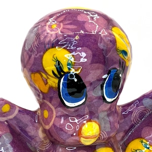 Famous Tweety Bird Ceramic Covered with Purple Tweety Fabric - Handmade and One of a Kind