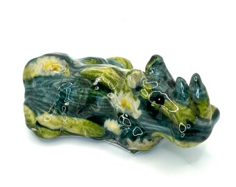 Rhinos are Not so Scary if They are Small and the Rhinoceros Loves Monet Paintings -  Handmade and One of a Kind
