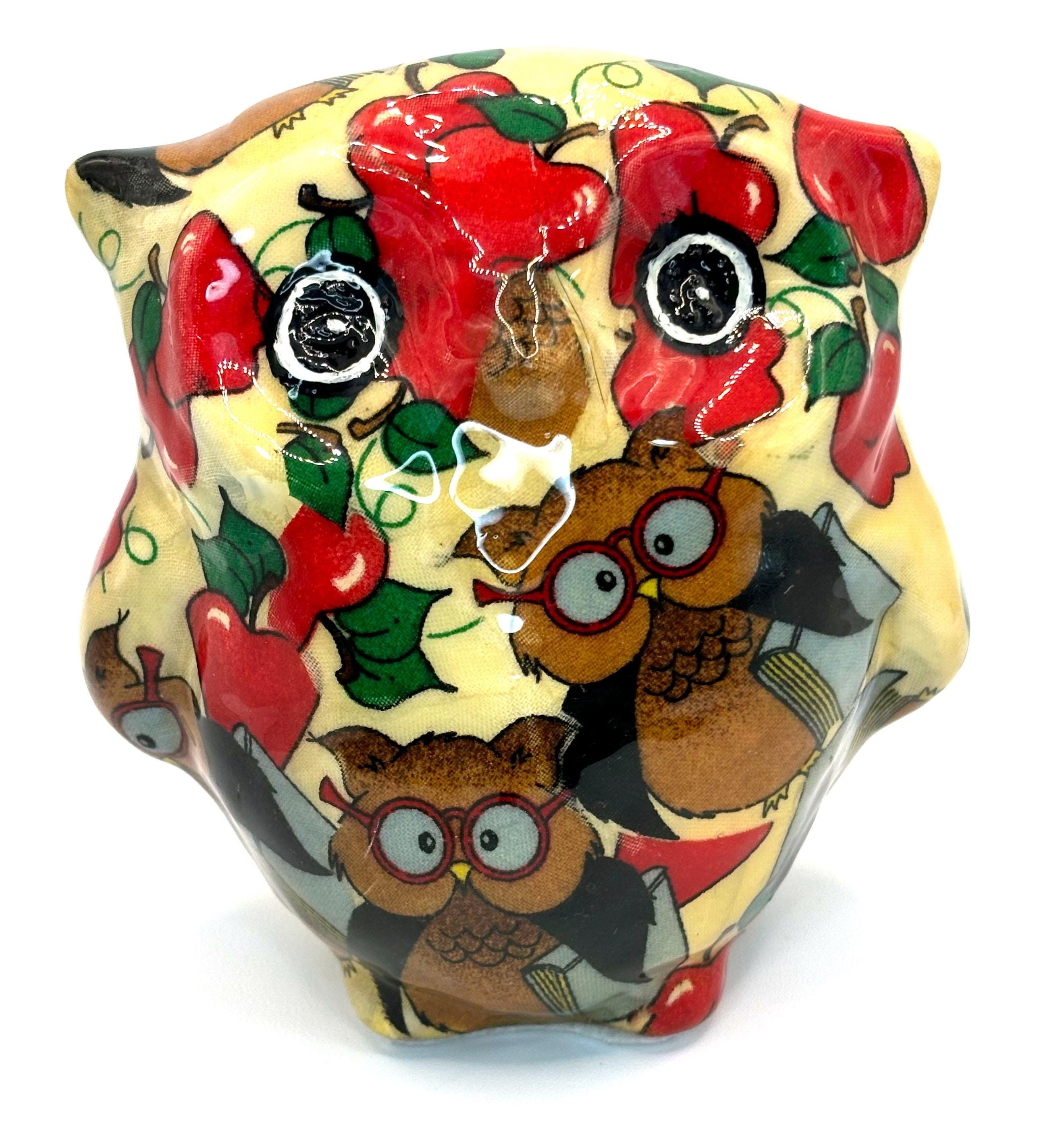 Smallest and Smartest Owl Wears Glasses and Loves Apples - Handmade and One of a Kind