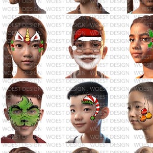 Christmas set realistic style DIGITAL DOWNLOAD - Face paint design board Face painting template board menu designs Digital download