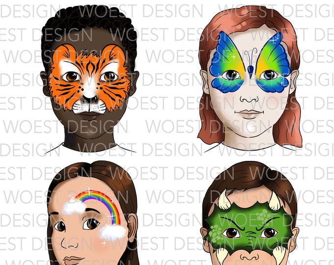 Basic Face Paint Menu A DIGITAL DOWNLOAD - Face Paint Design Board Face ...