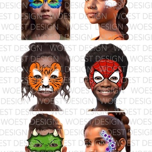 Mini set A realistic style DIGITAL DOWNLOAD facepaint board menu face painting schmink